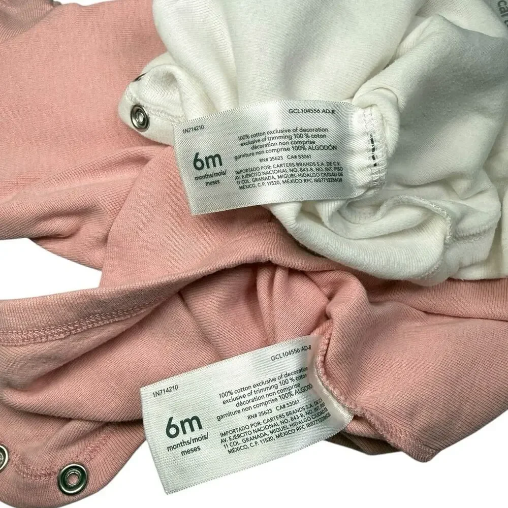 Carters Bodysuit Bundle Baby Girl Rainbow Butterfly Pink White 6 Months